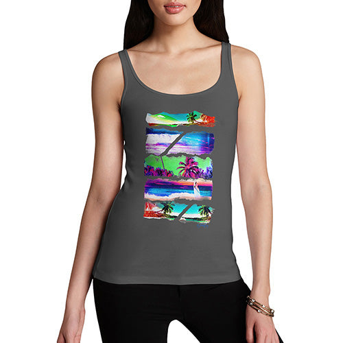 Funny Tank Tops For Women Neon Beach Cutouts Women's Tank Top X-Large Dark Grey