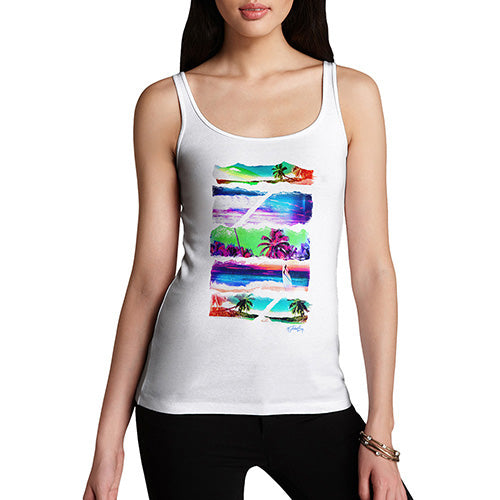 Funny Tank Top For Mum Neon Beach Cutouts Women's Tank Top Small White