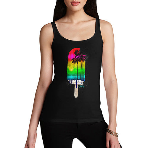 Womens Funny Tank Top Rainbow Palms Ice Lolly Women's Tank Top Small Black