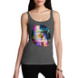 Womens Humor Novelty Graphic Funny Tank Top Palm Tree Glitch Art Women's Tank Top X-Large Dark Grey