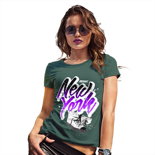 Womens Funny T Shirts Bronx New York Sneakers Women's T-Shirt Large Bottle Green