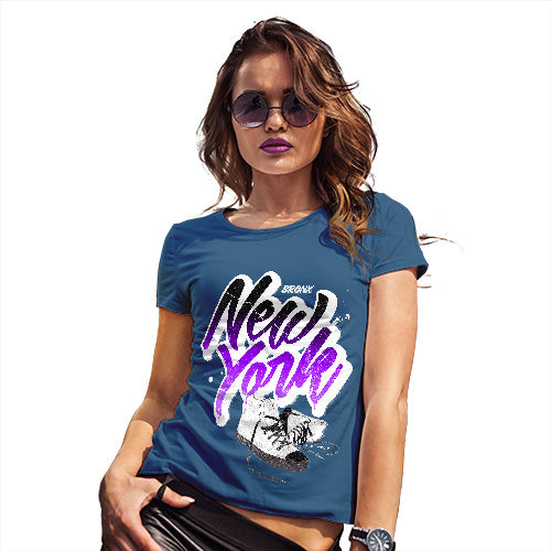 Womens Novelty T Shirt Bronx New York Sneakers Women's T-Shirt Large Royal Blue