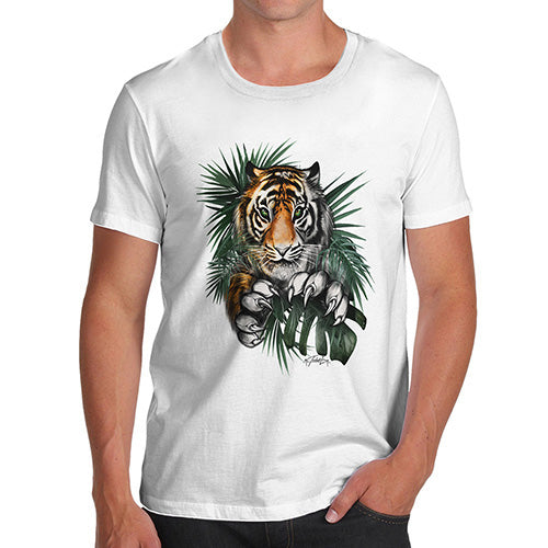 Mens Humor Novelty Graphic Sarcasm Funny T Shirt Tiger In The Grass Men's T-Shirt Medium White