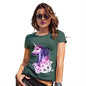 Funny Gifts For Women Pink Unicorn Flowers Women's T-Shirt Large Bottle Green