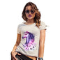 Novelty Tshirts Women Pink Unicorn Flowers Women's T-Shirt Small Natural