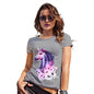 Funny T Shirts For Mum Pink Unicorn Flowers Women's T-Shirt Large Light Grey