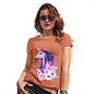 Funny Tshirts For Women Pink Unicorn Flowers Women's T-Shirt Medium Orange
