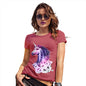 Funny T Shirts For Mom Pink Unicorn Flowers Women's T-Shirt Small Red