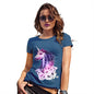 Womens Novelty T Shirt Pink Unicorn Flowers Women's T-Shirt Medium Royal Blue