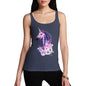 Funny Tank Top For Women Pink Unicorn Flowers Women's Tank Top X-Large Navy