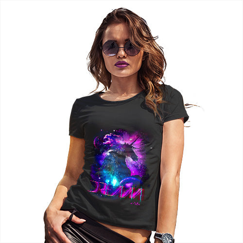 Funny T Shirts For Mum Purple Dream Unicorn Women's T-Shirt Medium Black