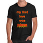 Funny Mens Tshirts My First Love Was Pizza Men's T-Shirt Small Black