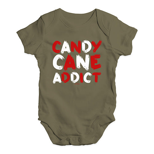 Baby Grow Baby Romper Candy Cane Addict Baby Unisex Baby Grow Bodysuit 6 - 12 Months Khaki