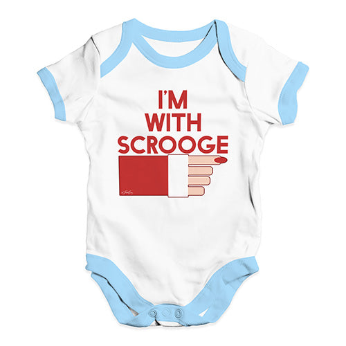 Funny Baby Onesies I'm With Scrooge Baby Unisex Baby Grow Bodysuit 3 - 6 Months White Blue Trim