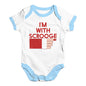 Funny Baby Onesies I'm With Scrooge Baby Unisex Baby Grow Bodysuit 3 - 6 Months White Blue Trim