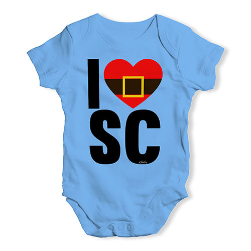 Funny Baby Onesies I Heart SC Santa Claus Baby Unisex Baby Grow Bodysuit New Born Blue