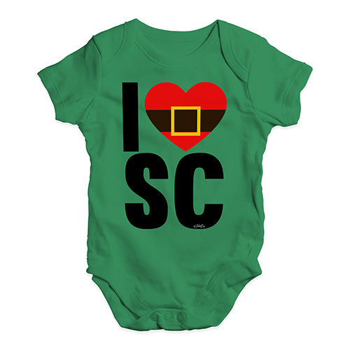 Funny Baby Onesies I Heart SC Santa Claus Baby Unisex Baby Grow Bodysuit New Born Green