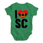 Funny Baby Onesies I Heart SC Santa Claus Baby Unisex Baby Grow Bodysuit New Born Green