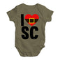 Funny Infant Baby Bodysuit I Heart SC Santa Claus Baby Unisex Baby Grow Bodysuit 3 - 6 Months Khaki