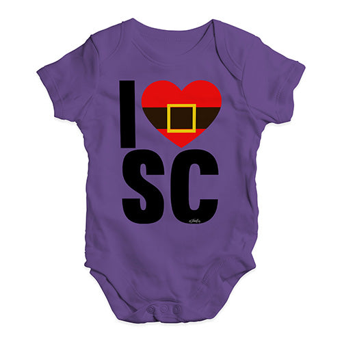 Baby Boy Clothes I Heart SC Santa Claus Baby Unisex Baby Grow Bodysuit 6 - 12 Months Plum