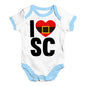 Funny Baby Bodysuits I Heart SC Santa Claus Baby Unisex Baby Grow Bodysuit 6 - 12 Months White Blue Trim