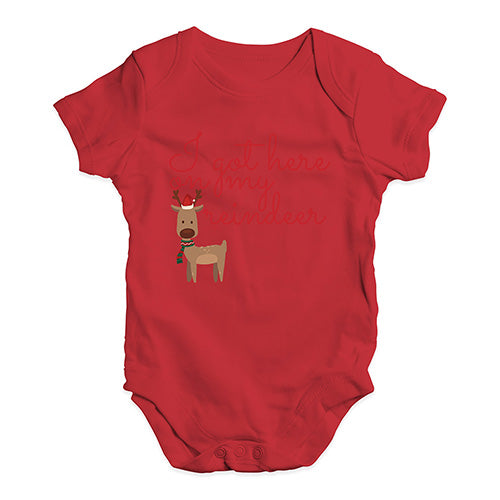 Baby Onesies I Got Here On My Reindeer Baby Unisex Baby Grow Bodysuit 12 - 18 Months Red