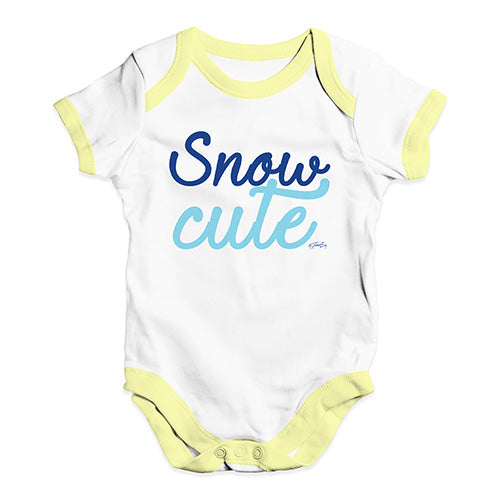 Bodysuit Baby Romper Snow Cute Baby Unisex Baby Grow Bodysuit 6 - 12 Months White Yellow Trim
