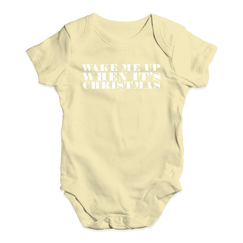 Funny Baby Clothes Wake Me Up When It's Christmas Baby Unisex Baby Grow Bodysuit 6 - 12 Months Lemon