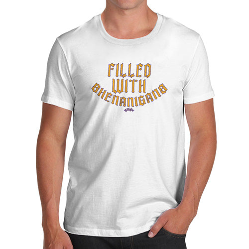 Mens Novelty T Shirt Christmas Filled With Shenanigans Men's T-Shirt X-Large White