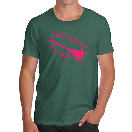 Novelty Tshirts Men Funny Frequent Flyer Men's T-Shirt Large Bottle Green