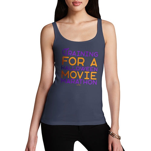 Funny Tank Top For Mum Halloween Movie Marathon Women's Tank Top Small Navy