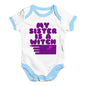 Funny Baby Bodysuits My Sister Is A Witch Baby Unisex Baby Grow Bodysuit 0 - 3 Months White Blue Trim