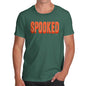 Mens Novelty T Shirt Christmas Spooked Men's T-Shirt Large Bottle Green