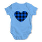 Funny Infant Baby Bodysuit Blue Tartan Heart Baby Unisex Baby Grow Bodysuit 18 - 24 Months Blue