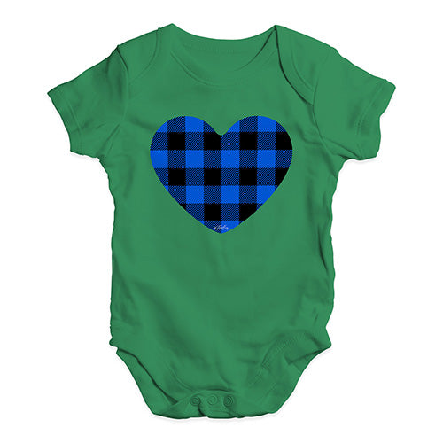 Baby Grow Baby Romper Blue Tartan Heart Baby Unisex Baby Grow Bodysuit New Born Green