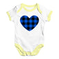 Funny Baby Bodysuits Blue Tartan Heart Baby Unisex Baby Grow Bodysuit New Born White Yellow Trim