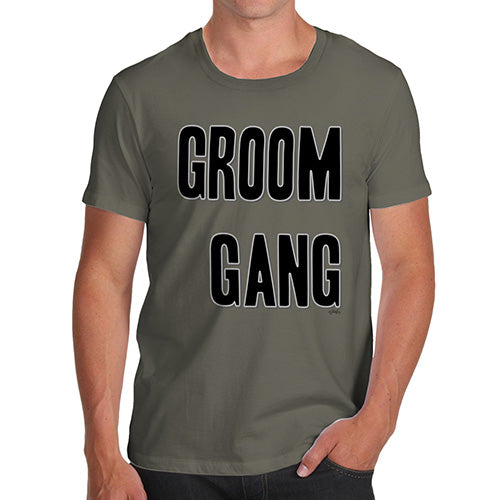 Funny Mens T Shirts Groom Gang Men's T-Shirt Small Khaki