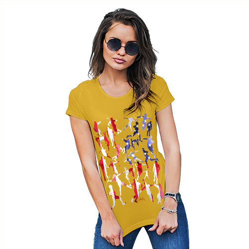 Funny T-Shirts For Women Sarcasm USA Athletics Silhouette Women's T-Shirt Small Yellow