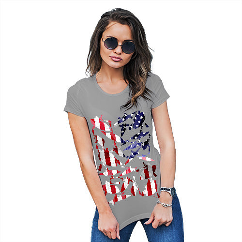 Womens T-Shirt Funny Geek Nerd Hilarious Joke USA Canoeing Silhouette Women's T-Shirt Large Light Grey