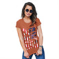 Womens Novelty T Shirt Christmas USA Canoeing Silhouette Women's T-Shirt Large Orange