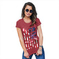 Womens Novelty T Shirt Christmas USA Canoeing Silhouette Women's T-Shirt Large Red