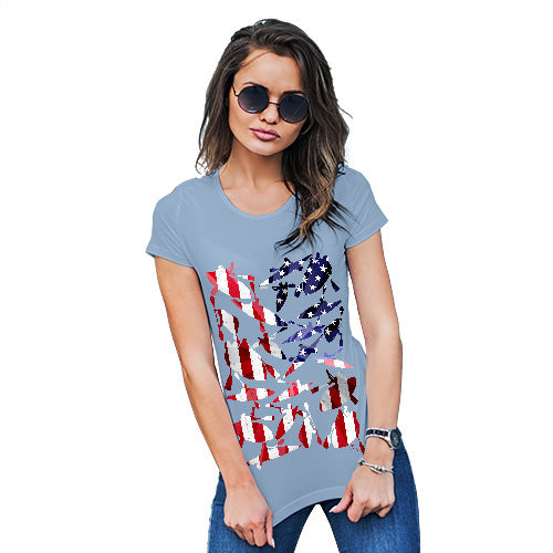 Funny T Shirts For Mom USA Canoeing Silhouette Women's T-Shirt X-Large Sky Blue