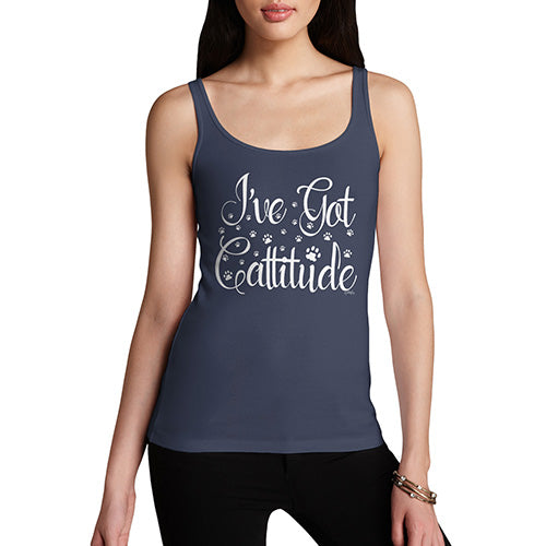 Womens Novelty Tank Top I've Got Cattitude Women's Tank Top X-Large Navy