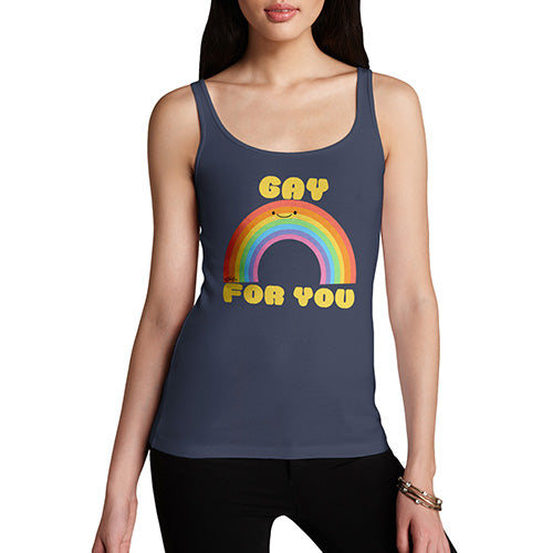 Funny Tank Tops For Women Gay For You Rainbow Women's Tank Top Small Navy