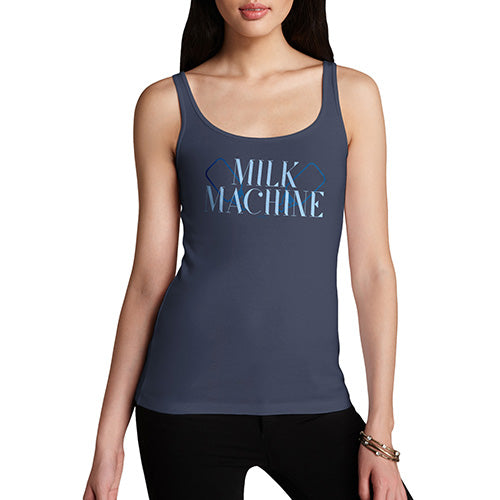 Womens Humor Novelty Graphic Funny Tank Top Milk Machine Women's Tank Top Large Navy