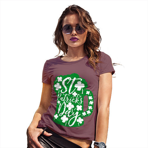 Funny T Shirts For Women St Patrick's Day Tankard Women's T-Shirt X-Large Burgundy