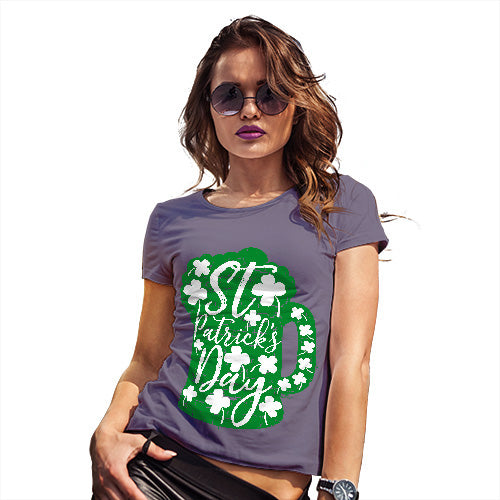Womens Funny Tshirts St Patrick's Day Tankard Women's T-Shirt Large Plum