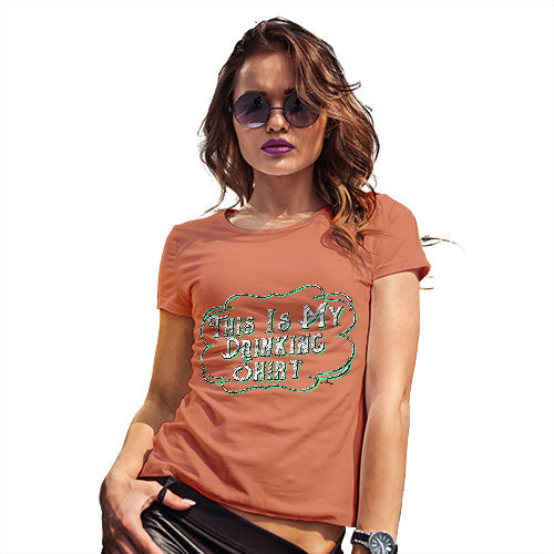 Womens Novelty T Shirt Christmas My Drinking St Patrick's Day Women's T-Shirt Large Orange