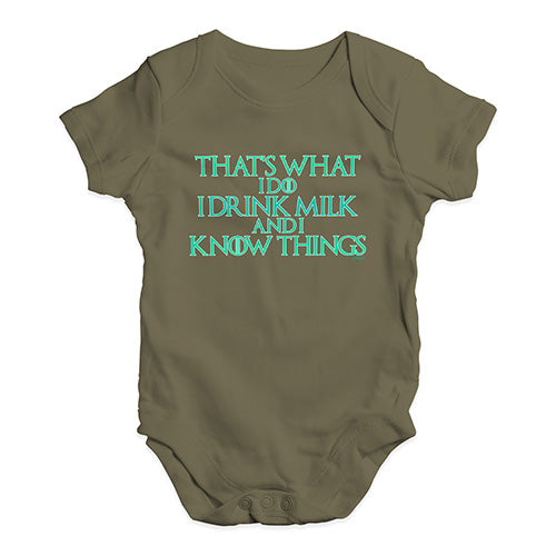 I Drink Milk And I Know Things Game Of Thrones Baby Unisex Baby Grow Bodysuit