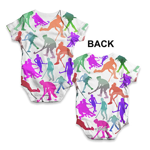 Field Hockey Rainbow Silhouettes Baby Unisex ALL-OVER PRINT Baby Grow Bodysuit